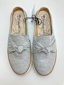 Margaritaville Ladies' Mule Flats - Grey & White Stripes, Knotted (Choose Size) - Picture 1 of 4