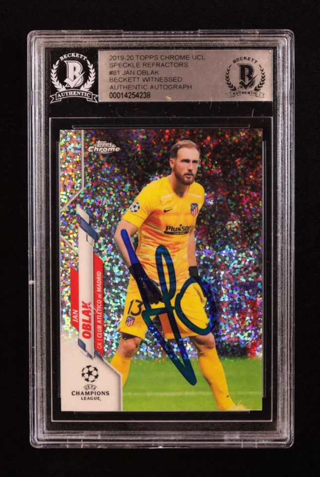 Jan Oblak Signed 2019-20 Topps Chrome UCL Speckle Refractors #81 (BGS) Beckett W - Image 1 of 2