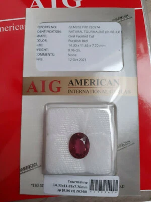 Rubellite, 8.96 Karat, Eye - clean, Certificate - Bild 1 von 4