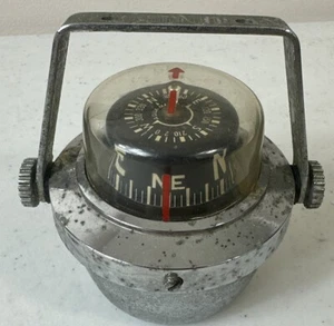 Vintage Marine Boat Aqua Meter Compass Model #80 Brass Chrome Plated - Picture 1 of 2