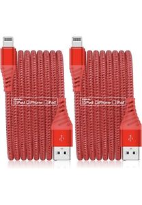 2 Pack 10FT Heavy Duty Fast Charger Cable USB For iPhone 14 13 12 11 XR iPad
