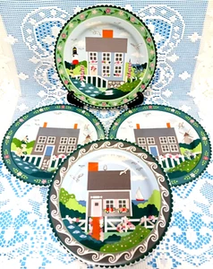 4 Sakura NANTUCKET Salad Plate WINDMILL Sail Boat BEACH Lighthouse CLAIRE MURRAY - Picture 1 of 10