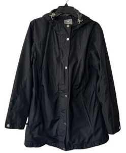 White Sierra Jacket Womens Large Black Stadium Fleece Lined Rain Weather Hood - Picture 1 of 10