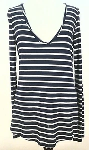 TRUE RELIGION Shirt Striped Blue NAUTICAL Top Blouse LOGO Women's M RARE - Picture 1 of 6