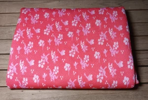Vintage Double Knit Sewing Fabric 1/2 yard x 60" Wide Width Pink Coral Floral - Picture 1 of 7