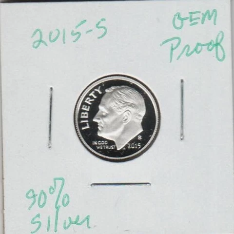 2015 S Roosevelt Dime 90% SILVER Proof FROSTY Coin President GEM Roosie ST ore T Cover