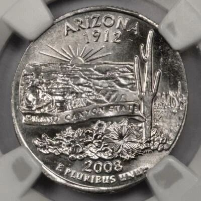 2008 D NGC MS64 Struck On Elliptical Planchet Arizona Quarter Mint Error Rare - Image 1 of 4