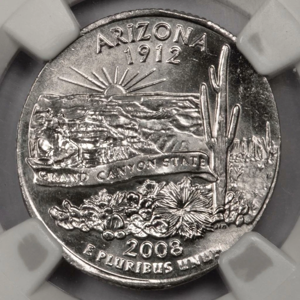 2008 D NGC MS64 Struck On Elliptical Planchet Arizona Quarter Mint Error Rare - Image 1 of 4