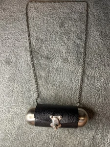 Cinghia catena borsello capsula geranio nero e argento vintage unica - Foto 1 di 9