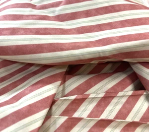 Peach/Cream White Cotton Stripe 3 Yards 44" Wide Nice - Picture 1 of 9
