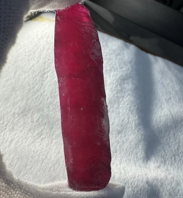 48.39 GRAM PIGEON BLOOD RED CHATHUM RUBY ROUGH #5 CORUNDUM HALF BOULE - Image 1 of 3