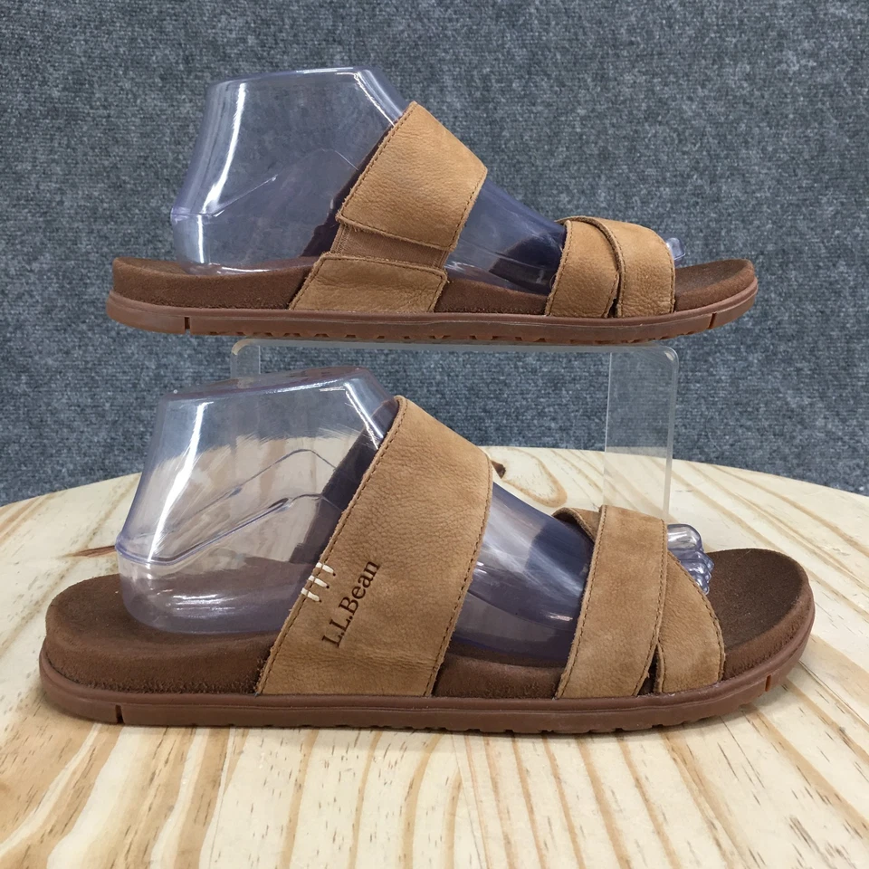 L.L.Bean Sandals Womens 10 M Go-Anywhere Slide Brown Suede Cross Strap 519115 - Image 1 of 4