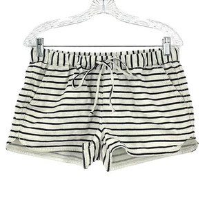 J. Crew Linen Cotton Blend Shorts White Blue Striped Women's Size Small - Picture 1 of 5