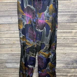 Soma Women's Satin Wide-leg Pajama Pants In Midnight Breeze Black Size Xl - Picture 1 of 7