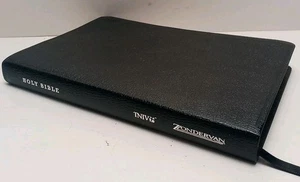 TNIV NIV 2005 Bible Large Print Thinline Black Leather Zondervan Red Letter VGC - Picture 1 of 13