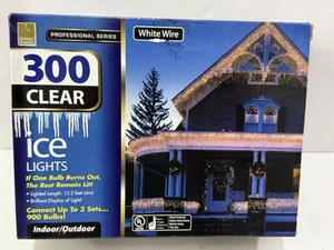 Holiday Seasons 300 Count Clear White Wire Icicle Light Set,18ft Flame Resistant - Picture 1 of 8