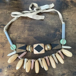 HOSS Intropia double layer Necklace with ribbon tie Boho Festival Summer - Picture 1 of 4
