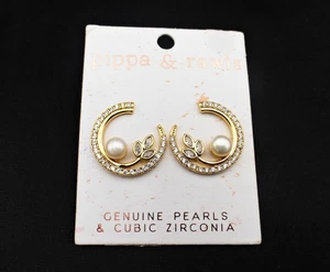 Brand New Pippa & Rawls Genuine Pearl / Cubic Zirconia Pierced Earrings - Picture 1 of 3