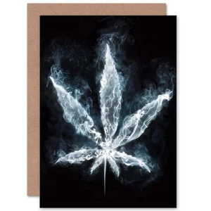 Glowing Smoke Hash Leaf Blank Greeting Card With Envelope - Bild 1 von 4