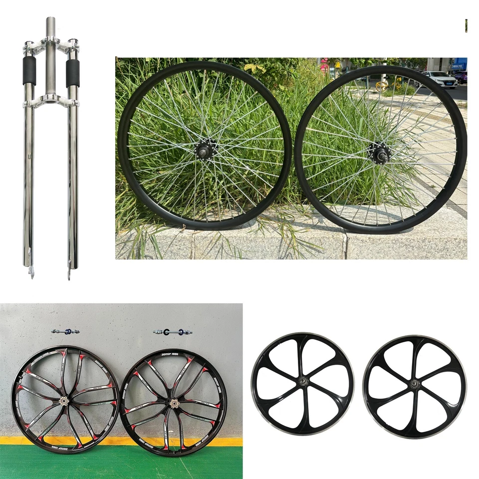 DONSP1986 26" Bike Triple tree Fork, 1-1/8" Threadless  w/ Mag/ Spoke Wheel Rim - Image 1 of 4