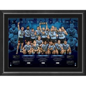 NSW Blues 2021 State of Origin Official Multi-Signed Champions Lithograph Framed - Picture 1 of 1