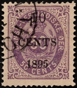 Danish West Indies - 1895 - 10 Cents on 50 Cents Violet Surcharged Issue 15 F-VF - Picture 1 of 1