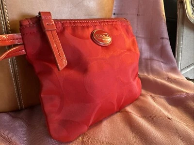 Coach Bolsa 5X7" Lazo Cremallera Top Bolso Monedero Accesorio Cartera Melocotón Lona Logo Foto 1 de 4