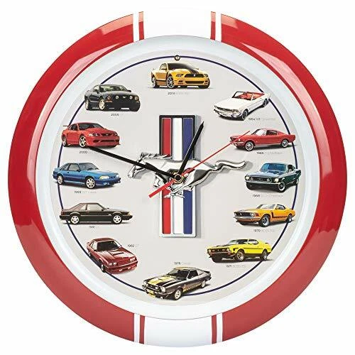 History of Ford Mustang Wall Sound Clock, 13", Red - Image 1 of 1