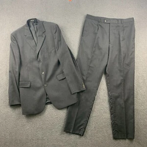 YSL Suit Mens 40 W36 L32 Black 2 Piece Blazer Trousers Wool Pin Stripe Vintage - Picture 1 of 23