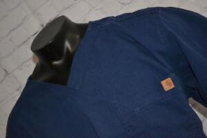 41222-a Carhartt Medical Scrubs Shirt Top Front Pocket Blue Size XL Adult Mens