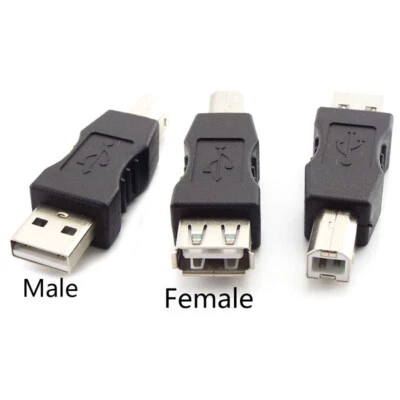 2x USB 2.0 Type A Female to Type B Male USB Printer Extension Adapter Converter - Image 1 of 4