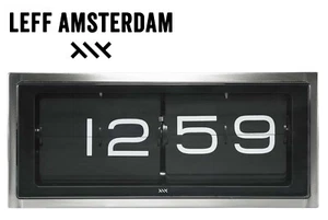 LEFF Amsterdam BRICK Flip-over Wanduhr / Tischuhr Neu & Ovp Schwarz / Edelstahl