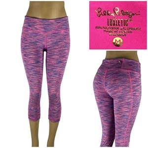 Lilly Pulitzer Womens Small Crop Leggings Weekender Pink Space Dye 21” EUC - Picture 1 of 8