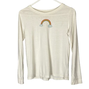 Garnet Hill Kinder Mädchen Langarm T-Shirt XL creme mit Regenbogen Grafik - Bild 1 von 8