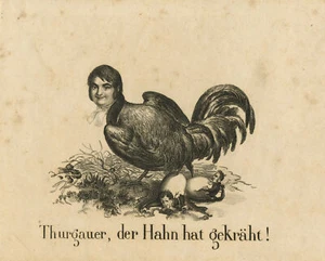 KARIKATURIST des Biedermeier - Thurgauer der Hahn - Radierung - um 1830 - Picture 1 of 2