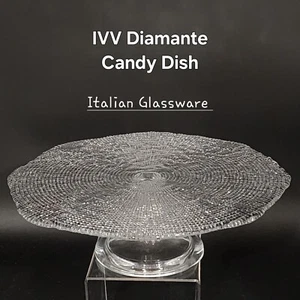 IVV Italian Glassware Diamante Candy Petits Four Glass Footed Platter Serve Tray - Picture 1 of 9