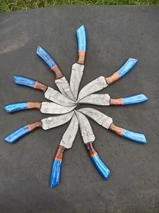 Menge 10 Handgefertigte Damast Stahl Skinner Messer Pakkaholz Griff mit Scheiden - Bild 1 von 6