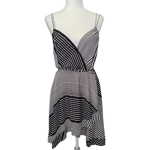 UNDERCOVER Abito Victoria's Secret taglia small finto avvolgente nero bianco righe spalline spaghetti