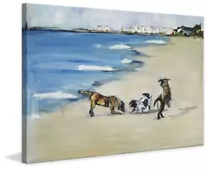 Marmont Hill 12x18 Dogs' Play by Tori Campisi Painting Print on Wrapped - Picture 1 of 7