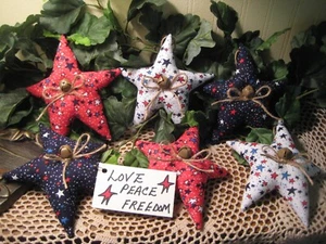 Patriotic Decor 6 Stars Red White Blue Bowl Fillers Handmade Wreath Accents - Picture 1 of 4