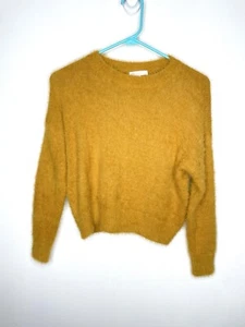 Gb Girls Fuzzy Sweater Size XL 16 Mustard Long Sleeve Pullover Shaggy - Picture 1 of 4