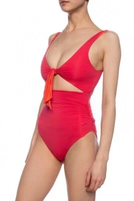 Stella Mccartney Tie-front Azalea Pink One Piece Swimsuit D1034 Size Large - Image 1 of 4