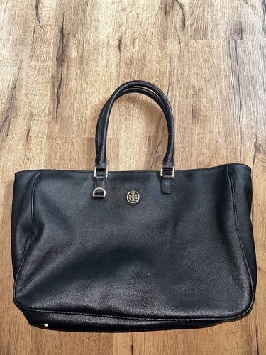 Borsa a mano Tory Burch grande in pelle nera borsa a tracolla ferramenta oro