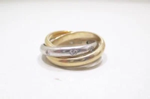 9.1 Gram 18 Kt Gold 0.16 ctw Diamond Trio 3 Band Rolling Puzzle Ring Size 4.5 - Picture 1 of 7
