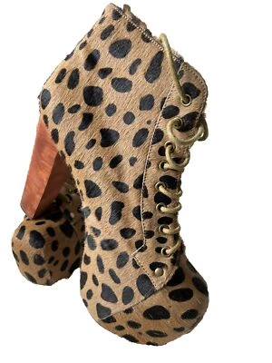 Jeffrey Campbell Havana Last Lita Leopard Calf Hair Platform Bootie 8.5 M Sexy - Image 1 of 4