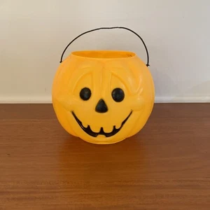 Vintage Halloween Jack o Lantern Pumpkin Bucket Blow Mold General Foam Plastics - Picture 1 of 5
