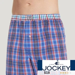 Jockey MEN'S 100% Cotton Woven 5" Boxer in Cardinal Plaid, size small, NWT - Picture 1 of 5