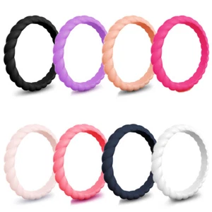 Unisex-Gummi-Silikonringe – Einfache Mehrfarbige Flexible Ringe Zum → - Bild 1 von 19