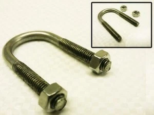 Perno en U de acero inoxidable con 2 tuercas hexagonales M10 (75 mm abrazadera de tubo de manguera de barco) - Imagen 1 de 2