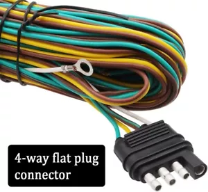 25ft 4-Flat Flat Trailer Light Wiring Harness Extension Kit 18 Gauge 4ft Ground - Picture 1 of 4